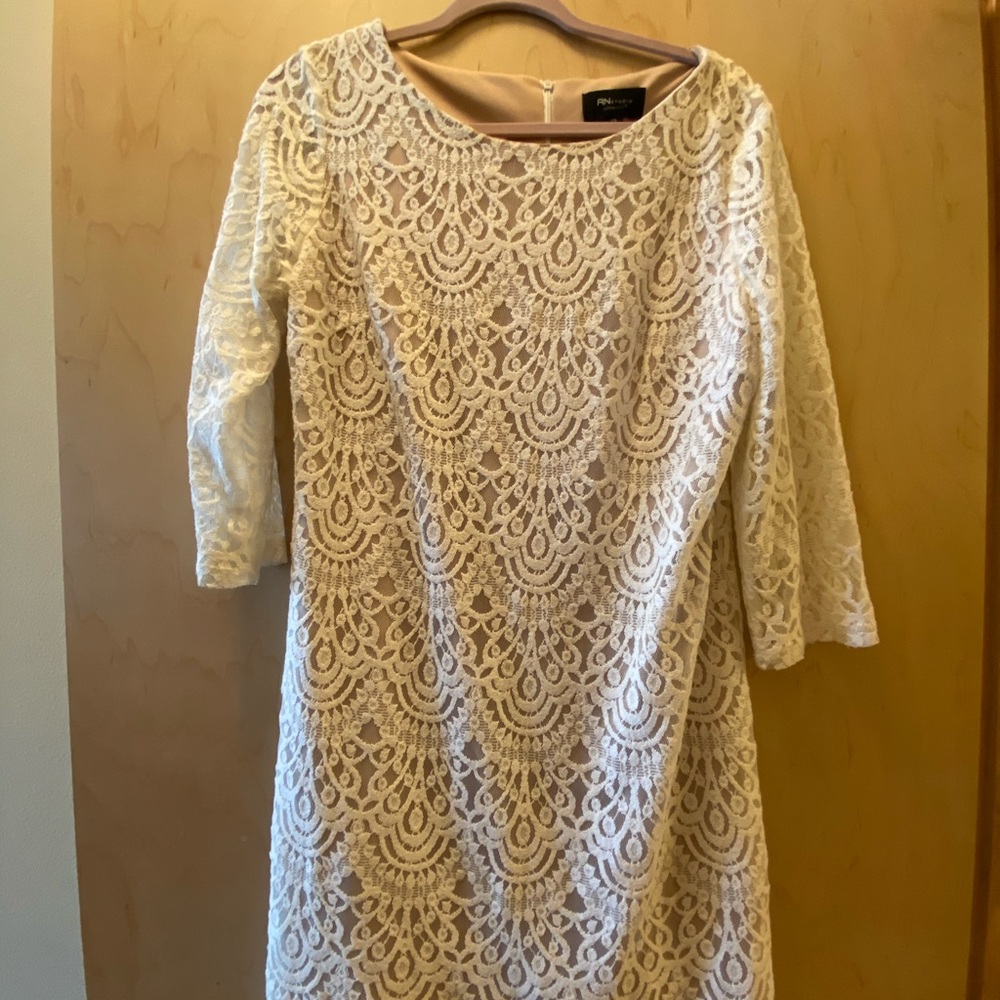 White Lace Mid Length Dress - Size 12